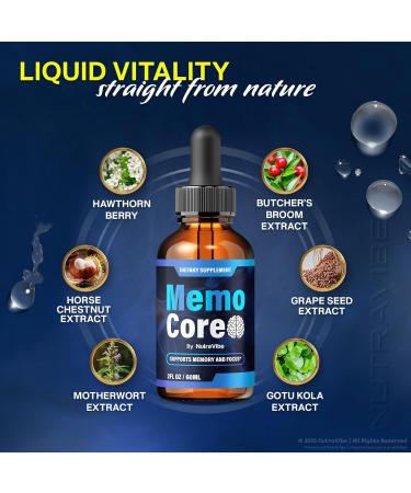 (2 Pack) Memo Core Memo Core Drops Memory Support with Natural Liquid Blend in a Convenient Dropper | Daily MemoCore Vitamins for Focus Clarity & Sharpness | Easy-to-Use Dropper (60 Servings) - Buy Online on GoSupps.com