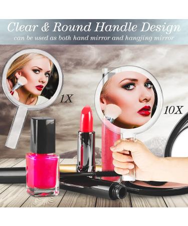 Queekay Double-Sided Handheld Mirror with Stand - 1X/10X Magnification, Clear Adjustable Round Makeup Mirror for Women - Ideal for Home and Travel - Buy Online on GoSupps.com