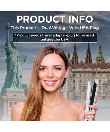Herstyler White Velvet Marble Flat Iron - Ceramic Hair Straightener - Travel-Friendly 1 Inch Dual Voltage Styling Tool - Buy Online on GoSupps.com
