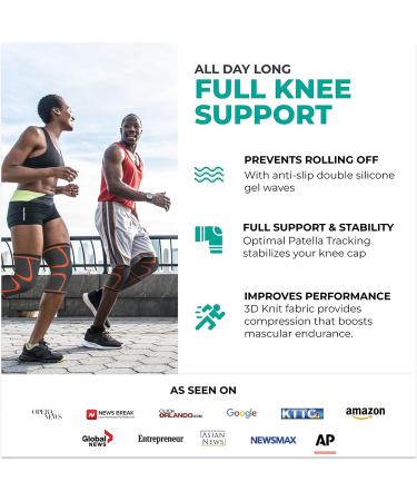 Modvel Knee Braces 2 Pack for Meniscus Tear, ACL & Arthritis Pain Relief - Medium Orange Knee Compression Sleeve Set for Women & Men - Buy Online on GoSupps.com