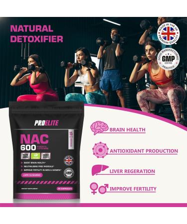 Pure NAC N Acetyl Cysteine 600mg 30 Capsules Vegan Amino Acid L-Cysteine Supplement Replenishes Antioxidant Glutathione Made in UK by PROELITE - Buy Online on GoSupps.com