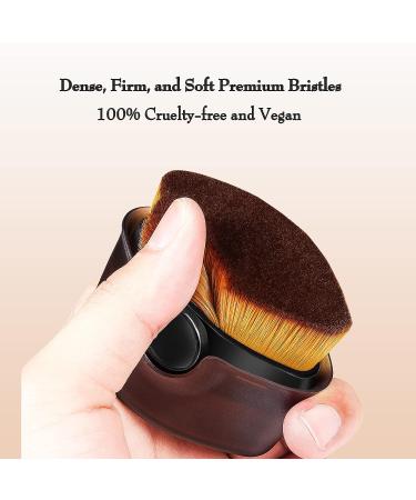 Portable Flat Top Foundation Makeup Brush for Blending Liquid & Cream Cosmetics - Black/Brown - Buy Online on GoSupps.com