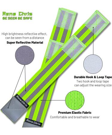 High Visibility Reflective Bands for Wrist, Arm, Ankle, Leg - Green (4 Pack) | Safety Gear for Night Walking, Cycling, Running - Large Reflective Surface - Buy Online on GoSupps.com