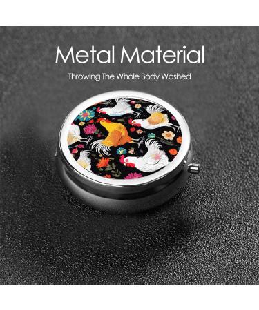 Cute Rooster Chickens Pill Box | 3 Compartment Mini Travel Organizer | Decorative Pocket Purse Medicine Holder - Buy Online on GoSupps.com