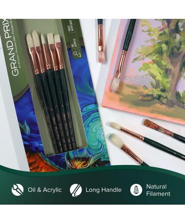 Silver Brush Limited GP-1050 Grand Prix Set - Oil Painting Brushes - Round, Flat, Bright, Filbert, Xtra Long Filbert - Size 4 - Long Handle - Set of 5 Brushes - Buy Online on GoSupps.com