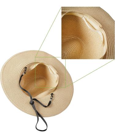 Deluxe Wide Brim Straw Panama Hat - UPF50+ Roll Up Fedora for Beach Sun - Adjustable, Color Choice - Panama Hats for Women/Men- Beige - Buy Online on GoSupps.com