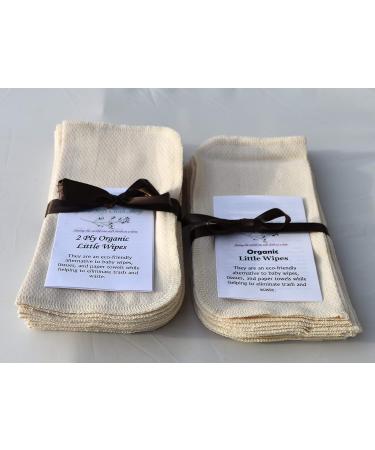 Organic 1 Ply Washable Baby Wipes 8x8 Inches - 10 Pack | Eco-Friendly Cotton Thread Sewn - Buy Online on GoSupps.com