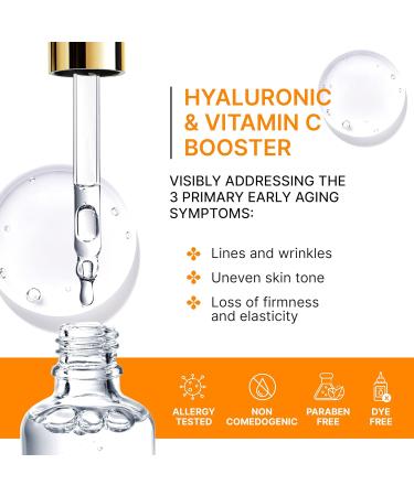 Advanced Vitamin C Serum with Hyaluronic Acid | Anti-Aging Dark Spot & Wrinkle Solution | Hydrating Face Serum with Centella Asiatica & Gotu Kola Extract - Buy Online on GoSupps.com