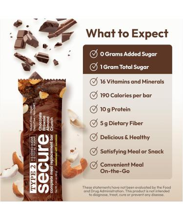 ANDREW LESSMAN Type 2 Secure Complete Meal Replacement Bars (Sucralose) Chocolate Brownie Almond Crunch 12 ct box 10g Protein 0g Added Sugar 16 Essential Vitamins & Minerals Gluten-Free Chocolate Brownie Almond Cru  - Buy Online on GoSupps.com