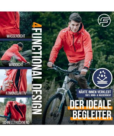 Forrider Waterproof 3-in-1 Bicycle Jacket | Men's Breathable Running & Rain Jacket | Windbreaker - L Race Red - Buy Online on GoSupps.com