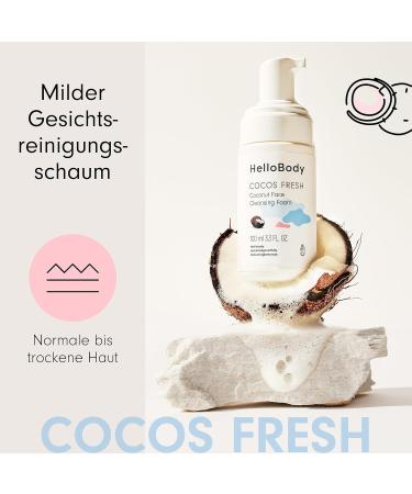  HelloBody HelloBody COCOS FRESH Gentle Cleansing Foam (100 ml) Facial cleanser for dry skin With peat extract and coconut fragrance Gentle and deep facial cleansing for cared-for skin - Buy Online on GoSupps.com