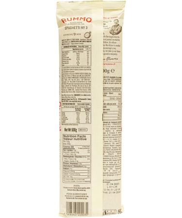 Rummo Spaghetti No. 3 Authentic Italian Pasta Made with Durum Semolina Wheat 500g (Pack of 1) - Buy Online on GoSupps.com