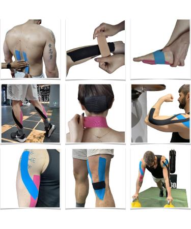 Kinesiology Tape - 20 Strips 10 Inch Hypoallergenic Elastic Sports Tape for Pain Relief - Waterproof & Breathable - Black - Buy Online on GoSupps.com