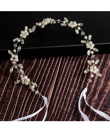 Sibba Flower Girl Headpiece Silver Wedding Headband Pearl Hair Accessory Princess Crystal Head Wear Women White Rhinestones Hairbands Bridal Hair Hoop for Birthday Party First Communion - Buy Online on GoSupps.com
