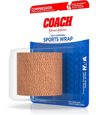 Johnson & Johnson Coach Self-Adhering Elastic Sports Compression Wrap Bandage - Pack of 3, 2x2.2 yd, for Sprain, Strain & Joint Support - Buy Online on GoSupps.com