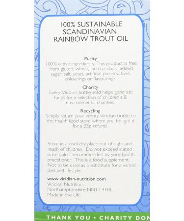 Viridian - Scandinavian Rainbow Trout Oil 90 Softgels | Omega Oil Softgels | Maintenance of Vision and Normal Brain Function | 100% Sustainable | Nutritionist Formulated - Buy Online on GoSupps.com