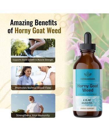 Horny Goat Weed Liquid Extract - Organic Energy & Muscle Support Supplement - Immune Booster Tincture - Vegan & Alcohol-Free - 4 fl. oz Bottle - Buy Online on GoSupps.com