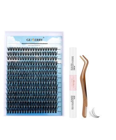 Cluster Eyelash Extensions Kit 280Pcs C Crul 8-16mm Individual Lashes with Lash Bond and Seal and Applicator DIY Individual Eyelash Kit Wide Stem Soft for Personal Use DIY GEMERRY Lashes(40DC-816-Kit) KIT 40D-8-16-C