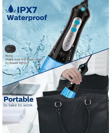 Professional Cordless Water Flosser with 3 Modes & 4 Jet Tips - IPX7 Waterproof Dental Oral Irrigator for Braces Gums - 300ml Tank - Home & Travel (Black) - Buy Online on GoSupps.com