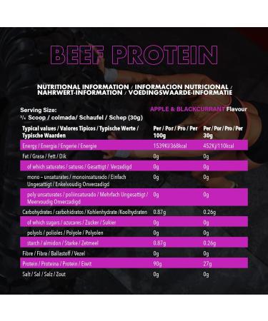 NXT Nutrition Beef Protein Isolate Powder - Protein Powder High in Natural Amino Acids - Paleo Keto Friendly - Dairy and Gluten Free - Muscle Recovery | 1.8kg (Apple & Blackcurrant) - Buy Online on GoSupps.com