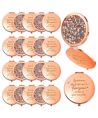 20 Pcs Inspirational Compact Mirror  Sometimes You Forget You're Awesome  Appreciation Thank You Gifts for Women Girls Coworkers Friend Teacher Employees Travel Magnifying Pocket Mirror  Rose Gold