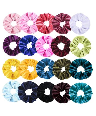 Hair Scrunchies Velvet Elastic Hair Bands Scrunchy Hair Ties Ropes Scrunchie for Women or Girls Hair Accessories 20 Count (Pack of 1)