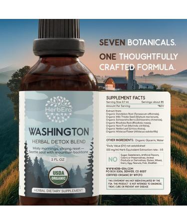 HerbEra Washington Herbal Detox Blend - USDA Organic Extract Made in USA | Immune & Liver Support Liquid Drops | Dandelion Root Milk Thistle Noni Rhodiola Schisandra | 2 fl oz - Buy Online on GoSupps.com