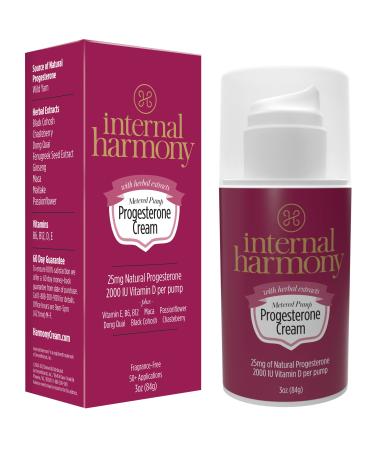 Internal Harmony Progesterone Cream Contains Natural USP Bioidentical Progesterone from Wild Yam Black Cohosh Maca Chasteberry Dong Quai Root American Ginseng and Other Herbal Extracts 3oz