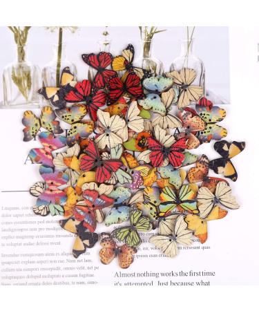 FINGOOO 100 PCS Butterfly Wooden Buttons - 1 Inch Colorful 2 Holes Mixed Decorative Buttons for DIY Sewing & Craft Accessories - Buy Online on GoSupps.com