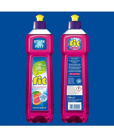 Fit Dishes Liquid - 10x750ml Pink Grapefruit Biodegradable Detergent | Sustainable Vegan & Economical - Buy Online on GoSupps.com