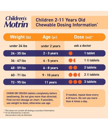 Motrin Children's Dye-Free Ibuprofen Chewable Tablets - Grape Flavor Pain & Fever Relief - 24 Count (Pack of 2) - Fast International Shipping - Buy Online on GoSupps.com
