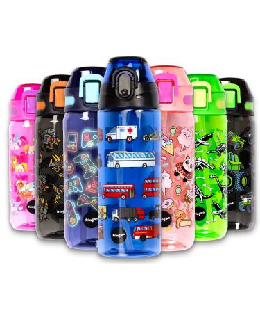 Fringoo Kids Water Bottle with Straw 100% Leak Proof BPA Free 600ml Bottle for School Nursery Travel Kids Traffic Jam 600ml Traffic Jam 600 ml