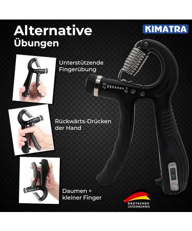 Kimatra 2-Part Handle Force Train Pack | 5kg to 60kg Hand Trainer Set for Fingers Hands & Forearms | Integrated Counting Function - Black - Buy Online on GoSupps.com