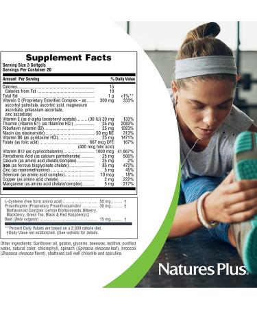 NaturesPlus Hema-Plex Iron Softgels - Pack of 3 | 85mg Elemental Iron + Vitamin C | Vegan & Gluten Free | Healthy Red Blood Cells | 60 Servings - Buy Online on GoSupps.com