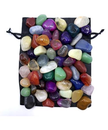 Brasilia Mix Gemstone Set | Natural Drum Stones in Black Satin Sack | Perfect for Kids Birthdays Treasure Hunts & Healing - 230g - Buy Online on GoSupps.com