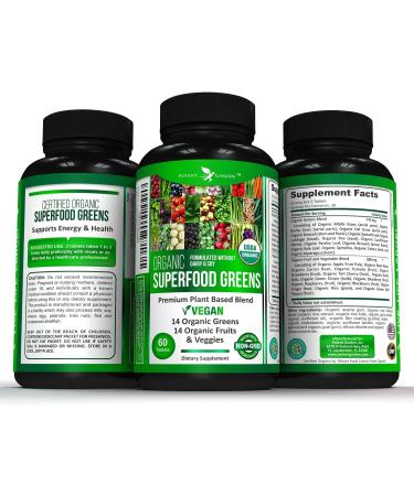 Potent Garden Organic Superfood Greens Fruit & Veggie Supplement - 2-Pack, 120 Ct - Boost Energy, Immunity & Gut Health with Vitamins, Antioxidants, Alfalfa, Beet Root & Tart Cherry - Buy Online on GoSupps.com