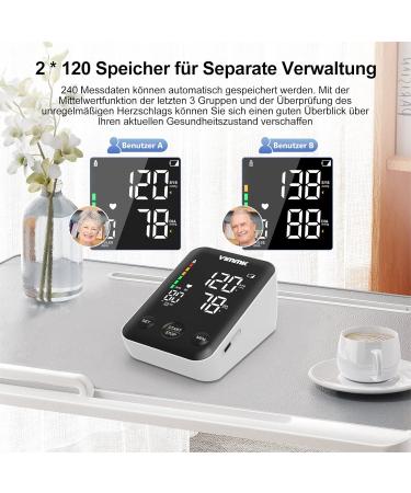 Vimmk Blood Pressure Monitor - Digital Upper Arm Device with LED Display Arrhythmia Detection Pulse Measurement & 2x120 Memory - Cuff Size 22-40cm - Black - Buy Online on GoSupps.com