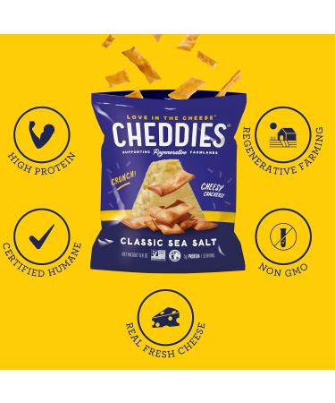 Cheddies Crackers - Classic Sea Salt | Non-GMO Regenerative Farming | High Protein | 0.8 oz (Pack of 50) - Buy Online on GoSupps.com