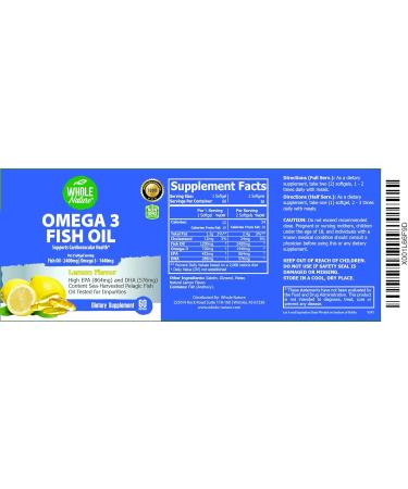 Omega 3 Fish Oil Supplements Maximum Strength 2400 mg Omega-3 1440mg Fish Oil EPA DHA Fatty Acids Heart Health Vision Eye Brain Immune Support for Women & Men. Natural Lemon Flavor 60 ct (1) - Buy Online on GoSupps.com