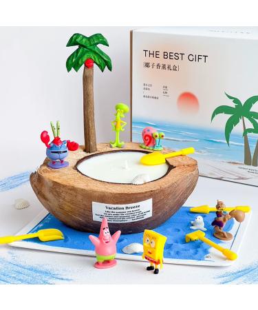 Juju Coconut Shell Aromatherapy Candle - Scented Candles for Women - Large Candle Set incl. Sponge