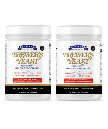 Lewis Labs Brewer's Yeast Flakes | Beer Yeast is A Rich Source of Amino Acids, B-Complex Vitamins, Minerals & Protein | Our Pure Bakers Yeast is Vegan, Keto, Paleo Friendly | Unsweetened, 2 Pack