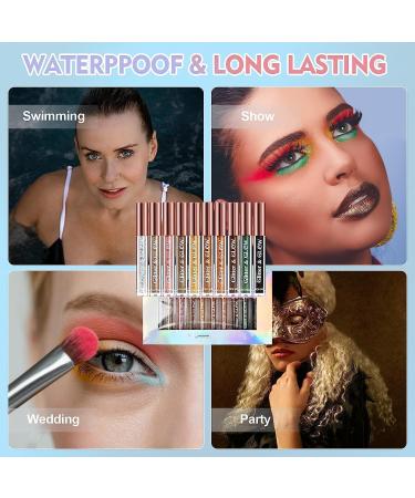 Nivofu 10 Colors Metallic Liquid Glitter Eyeshadow Makeup Set for Women Girl Long Lasting Waterproof Quick Drying Eye Shadow Make Up Kits Matte Shimmer Naked Smokey Eye Looks - Buy Online on GoSupps.com