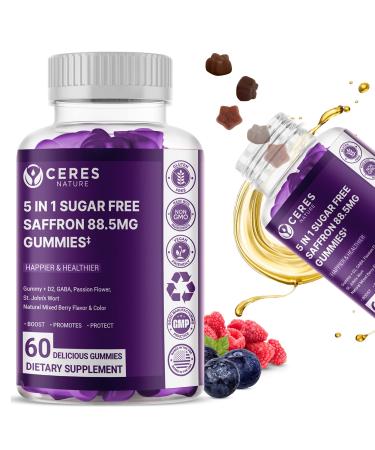 Premium Saffron Extract 88.5mg** Gummy - Mood Support Supplement, Appetite Control, Eye Support, Mood Booster, Boost Energy & Heart Health NON-GMO  Gluten Free  Vegan Friendly- Sugar-Free