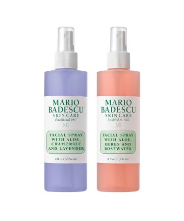 Mario Badescu Facial Spray Rosewater and Lavender Duo 8 Fl Oz (Pack of 2)
