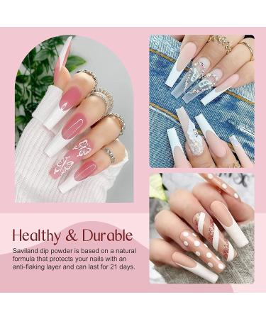 Saviland Dip Powder Liquid Set - Professional 15ml/0.5oz 4+9PCS Dip Nails Activator Base Top Coat Brush Saver - DIY Nail Art Salon, Quick Dry Formula - No Lamp Needed - Buy Online on GoSupps.com