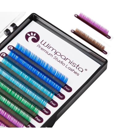 Colored silk eyelashes C curl - single eyelashes - volume eyelashes - thickness 0.07 mm - for the eyelash extension - 12 stripes - Wimpanista (12mm) 1 piece (1 Pack)