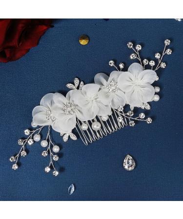 SKISUNO Flower Side Hair Comb Hair Jewels for Women Headwear for Women Rhinestone Hair Comb Bridal Headdress Wedding Hair Comb Wedding Headpiece Tiara Rhinestones Accessories Girl Bride - Buy Online on GoSupps.com