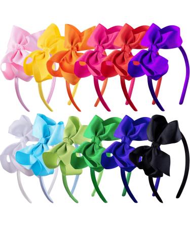SIQUK 12 Pieces Headbands for Girls Headband with Bow Ribbon Hair Bow Headband Boutique Grosgrain Bow Headbands 12 Colors 4.5 Inch (Pack of 12) Iridescence - Buy Online on GoSupps.com