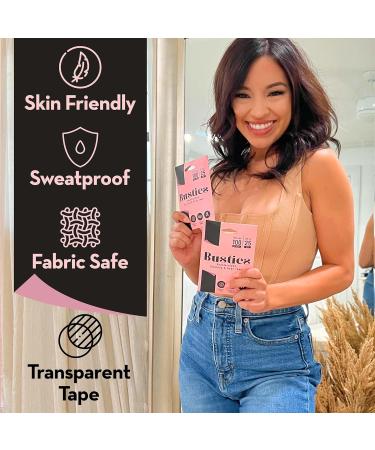 Busties Double Sided Clothing Tape - 100 Strips & 25 Dots - Avoid Fashion Mishaps - Fabric Dress Tape for Clothing & Skin - 125-Pack - Buy Online on GoSupps.com