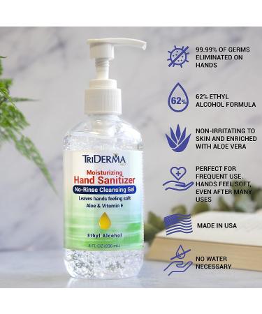 TriDerma MD Moisturizing Hand Sanitizer Pump with Aloe & Vitamin E - 8 oz (Fragrance-Free) - Buy Online on GoSupps.com